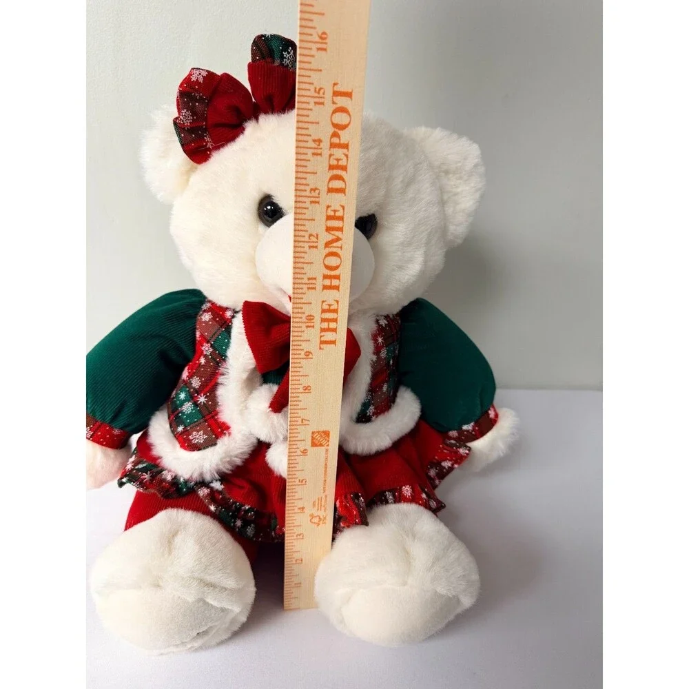Vintage Snowflake 1994 White Christmas Teddy Bear Plush Holiday Dress 15in